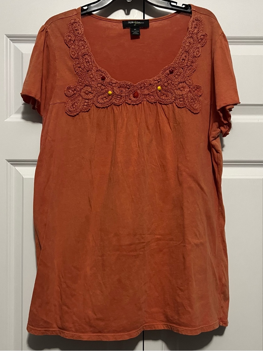 Style & Co Vintage Crochet-Trim Top